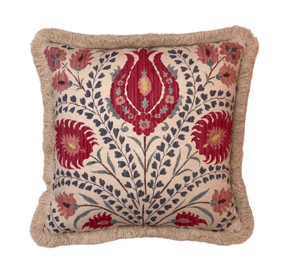 Alison Gee Ottoman Trail Warm Red & Grey Blue Cushion