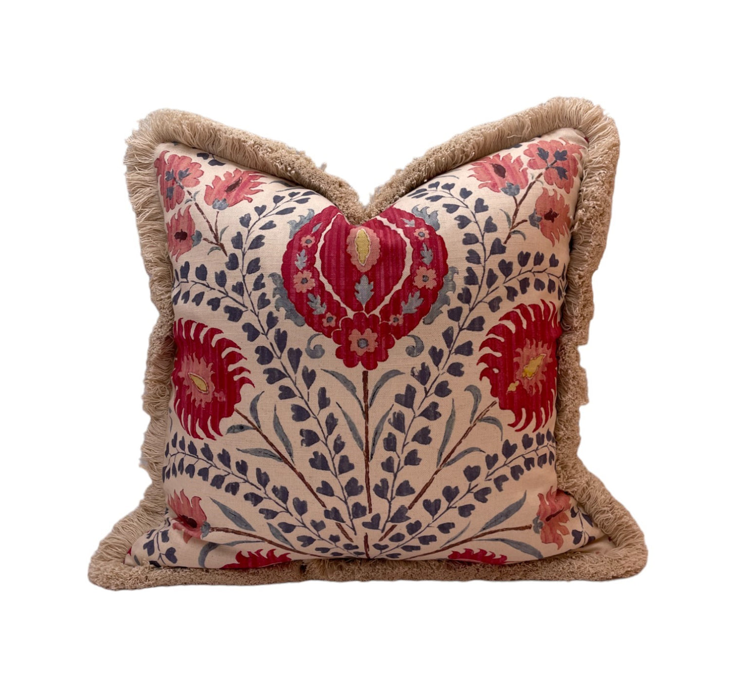 Alison Gee Ottoman Trail Warm Red & Grey Blue Cushion