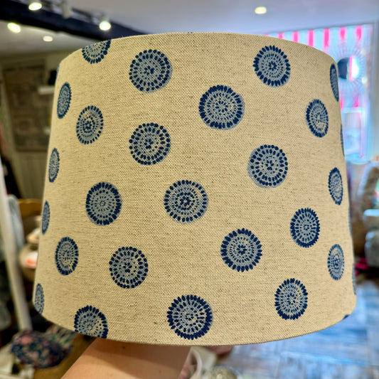 Indigo Circle Block Print Lampshade