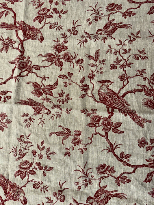 Red Bird Toile Linen