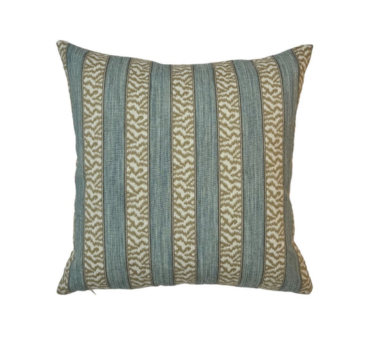 Colefax & Fowler Tilney Stripe Aqua Cushion