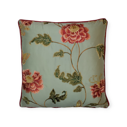 Colefax & Fowler Oriental Poppy Silk Cushion