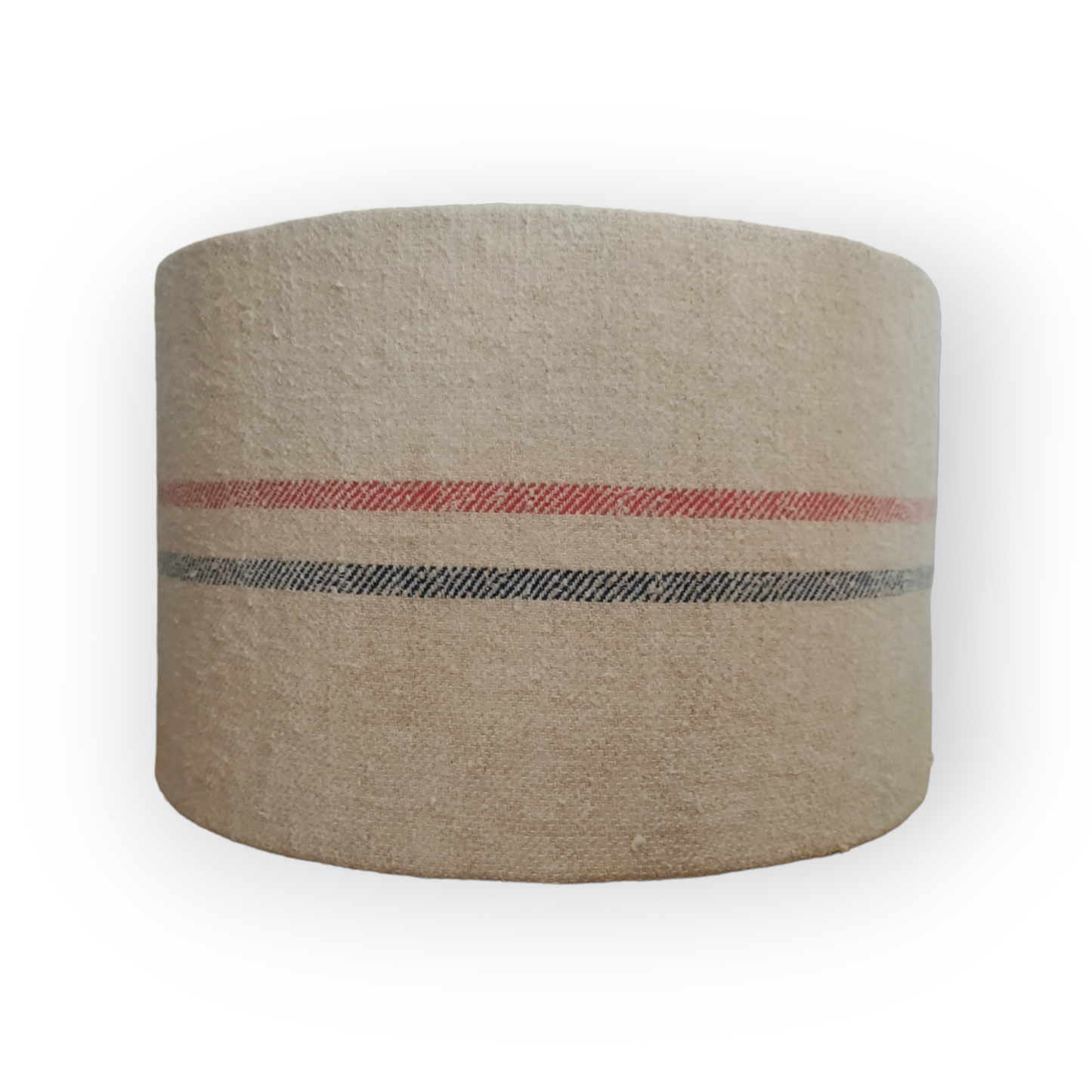 Red & Blue Stripes Vintage French Linen Grain Sack Lampshade