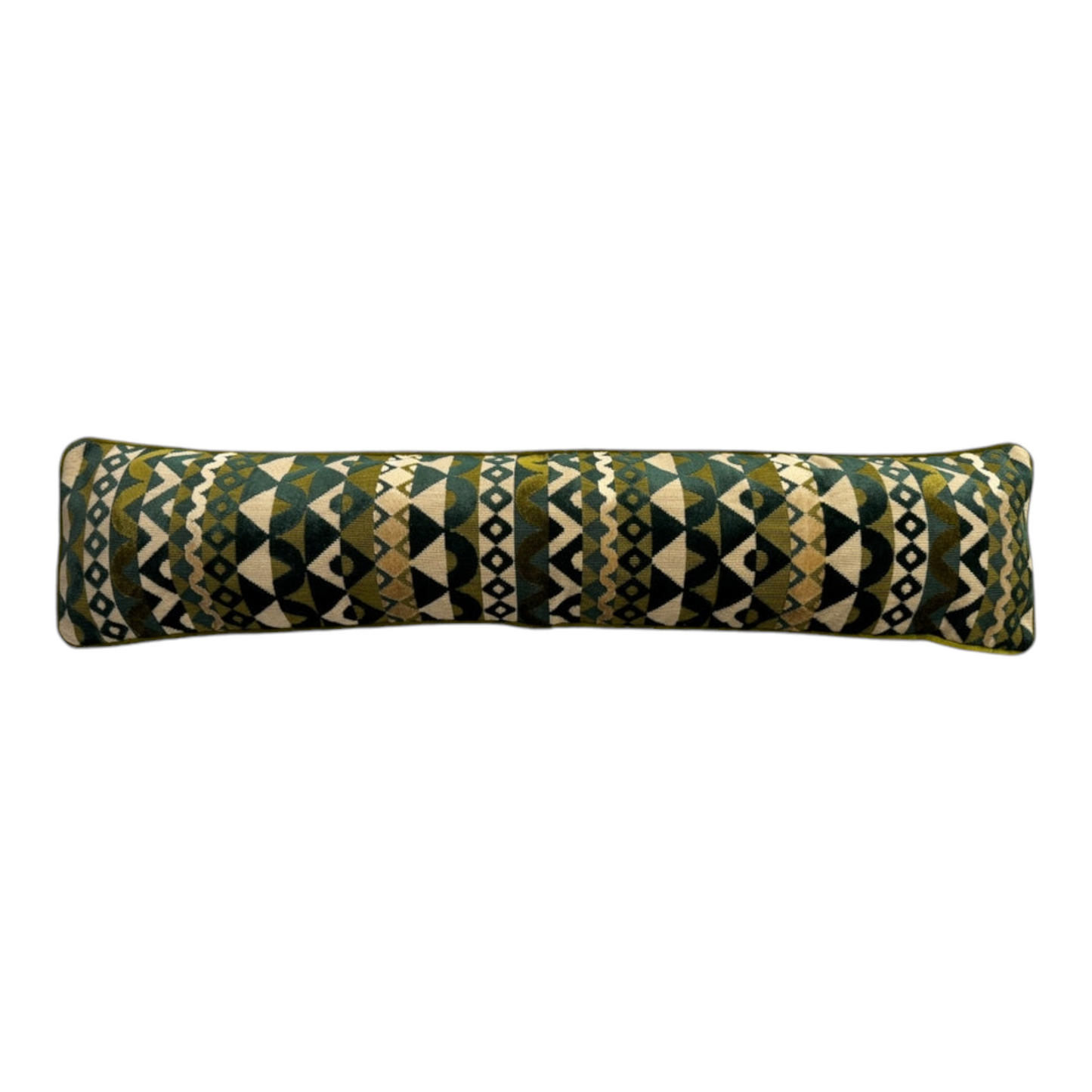 Green Geometric Velvet Draught Excluder