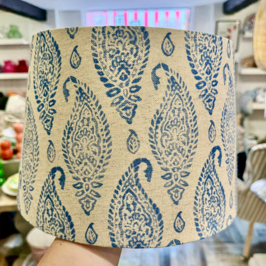 Blue Paisley Block Print Lampshade