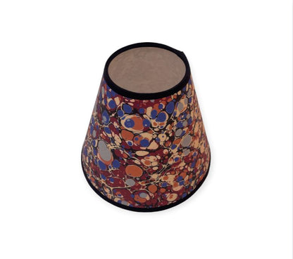 Red and Blue Hand Marbled Paper Lampshade