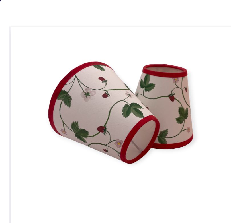 Wild Strawberries Red Trim Candle Clip Lampshade