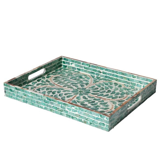 Turquoise Capiz Tray