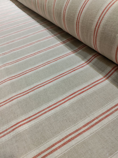 Washed Linen French Stripe - Red