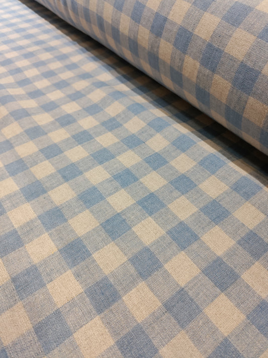 Washed Linen Check - Blue