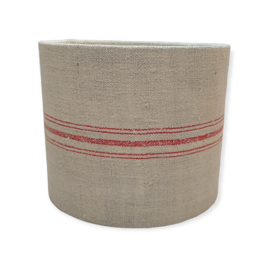 Thin Red Stripes Vintage French Linen Grain Sack Lampshade