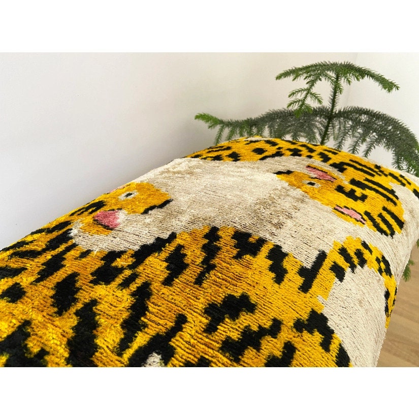 Tiger Velvet Ikat Large Rectangle Cushion