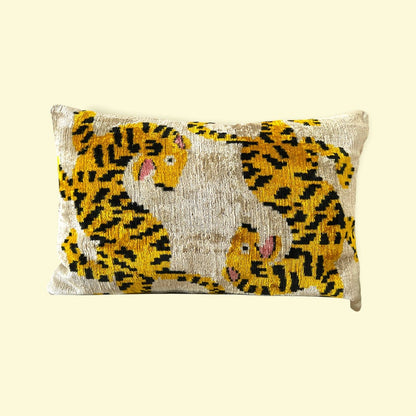 Tiger Velvet Ikat Large Rectangle Cushion