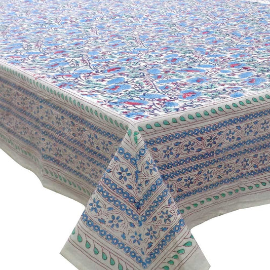 Bush Flower Block Print Indian Tablecloth